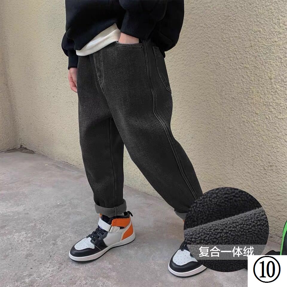 Quần Jean Lót Lông Cừu Dày Dặn Phong Cách Phương Tây Mẫu Mới 2022 Thời Trang Thu Đông Cho Bé Trai