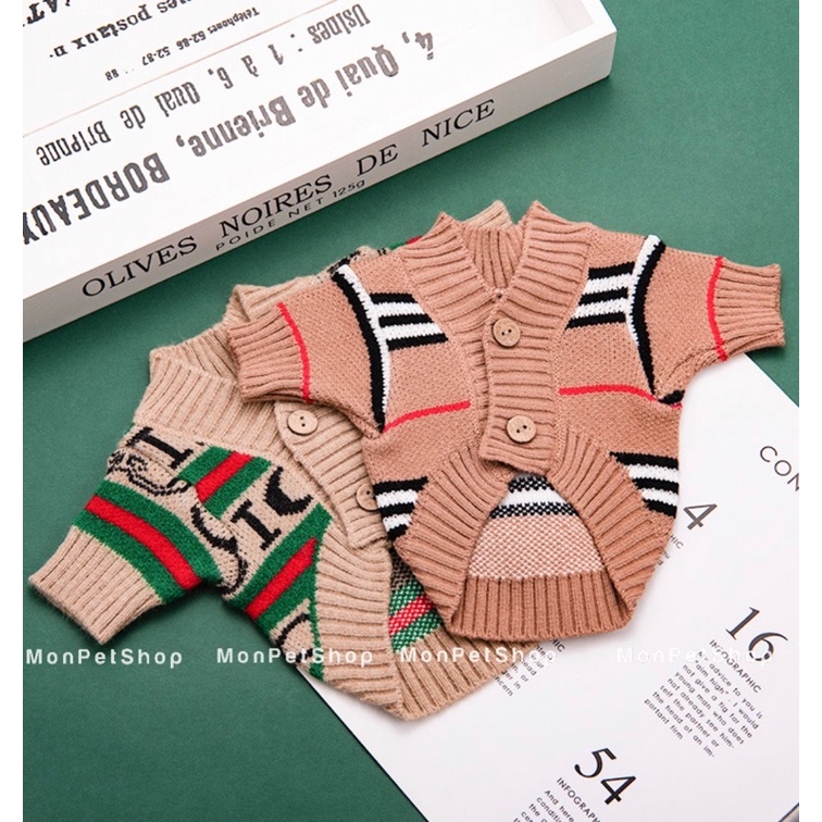 [Có sẵn] Áo cardigan Guci, BBR cho chó mèo