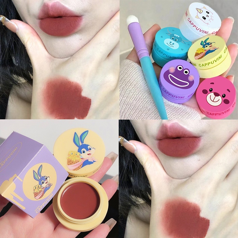 Son Môi CAPPUVINI Chất Nhung Lì Thiết Kế Vỏ Hình Động Vật Kèm Cọ Tiện Lợi