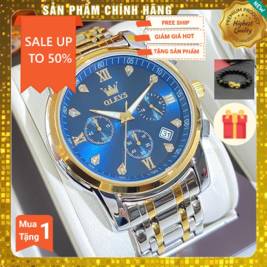 Đồng hồ OLEVS 2858 nam đa chức năng thời trang dây đeo bằng thép không gỉ,BH 12 tháng