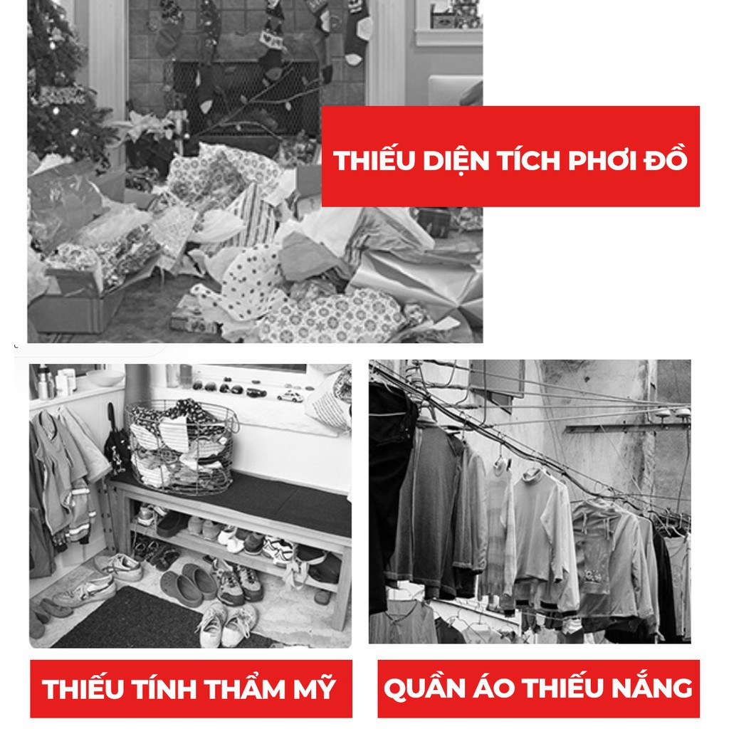 Giàn Phơi Quần Áo Thông Minh, Gấp gọn kiểu dáng giá phơi đồ có bánh xe tặng 30 móc treo cố định