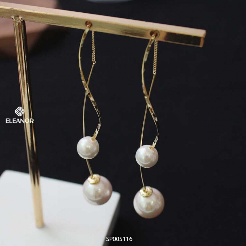 Bông tai nữ Eleanor Accessories gắn ngọc nhân tạo khuyên tai dáng dài thanh lịch phụ kiên trang sức 5116