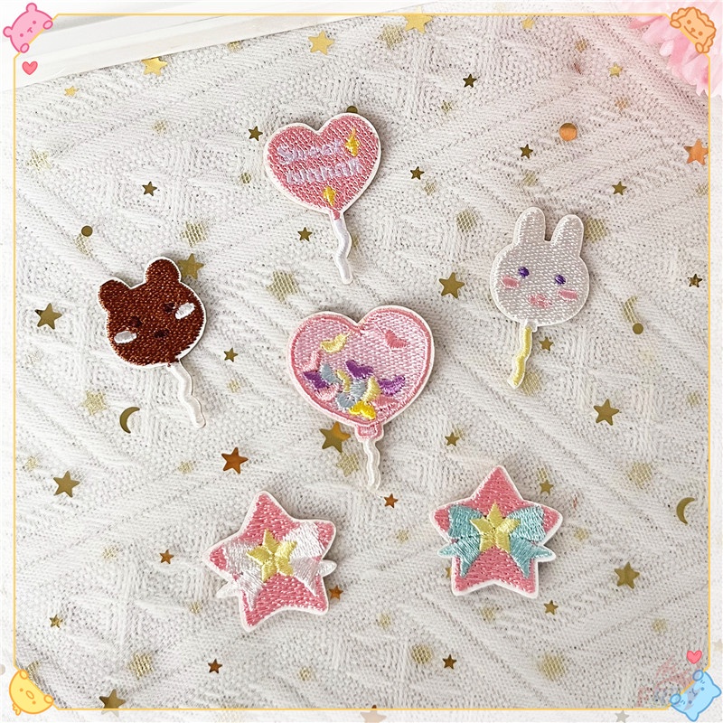 ✿ Miếng Dán Tự Dính Hình Thỏ / Gấu / Ngôi Sao / Bong Bóng Dễ Thương ✿ 1 Miếng Dán Ủi Lên Quần Áo, Túi Xách Thêu Hoạ Tiết Ngọt Ngào