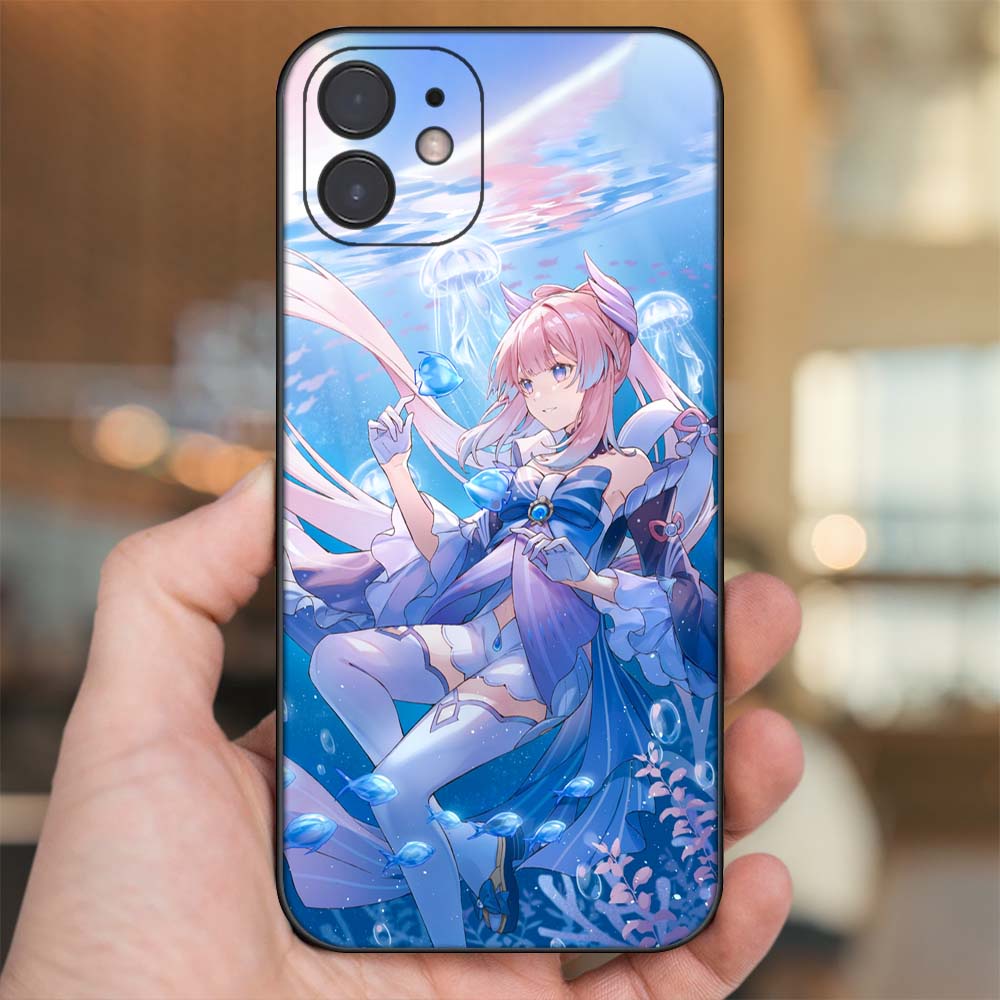Ốp lưng iPhone 12 dẻo đen cạnh vuông in hình Sangonomiya Kokomi Genshin Impact