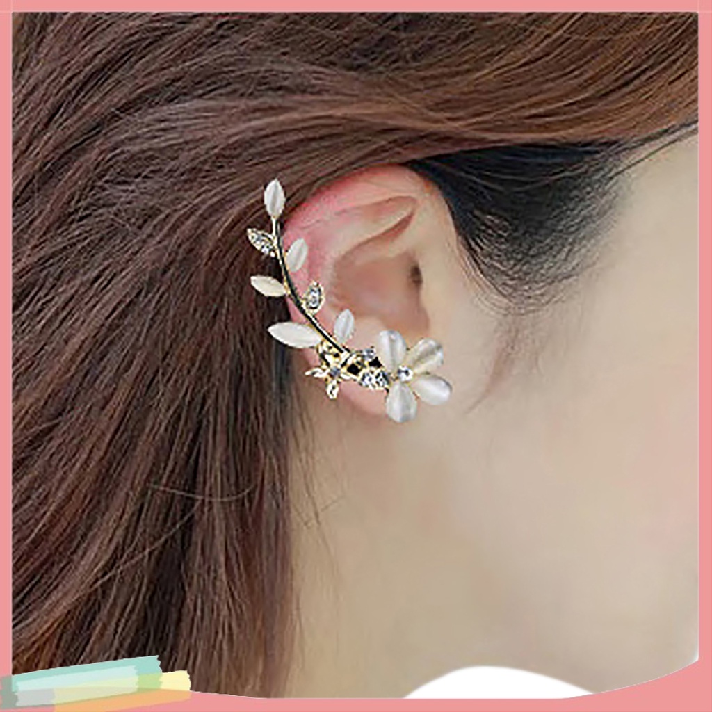 Khuyên Vành Tai Kim Loại Hình Hoa Đính Đá Xinh Xắn Cho Nữ