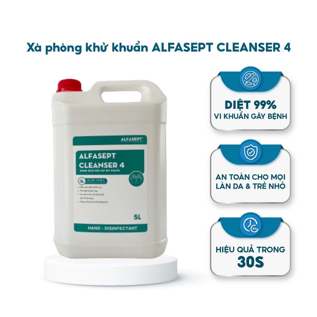 Xà Phòng Rửa Tay ALFASEPT Cleanser 4 Giúp Khử Khuẩn Nhanh Chóng Và Tăng Cường Khả Năng Giữ Ẩm Cho Da Can 5L