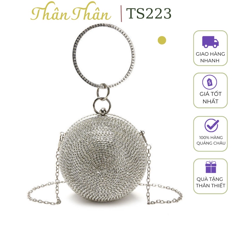 Cốp tròn đính đá đi tiệc, đi cưới sang chảnh - TS223