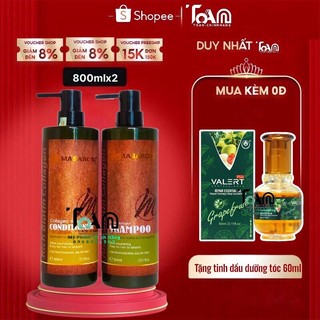 Cặp Gội Xả Marsaroni Nature Tinh Chất Hạt Lanh Collagen Siêu Mượt Phục Hồi 800ML X 2 - Chính Hãng