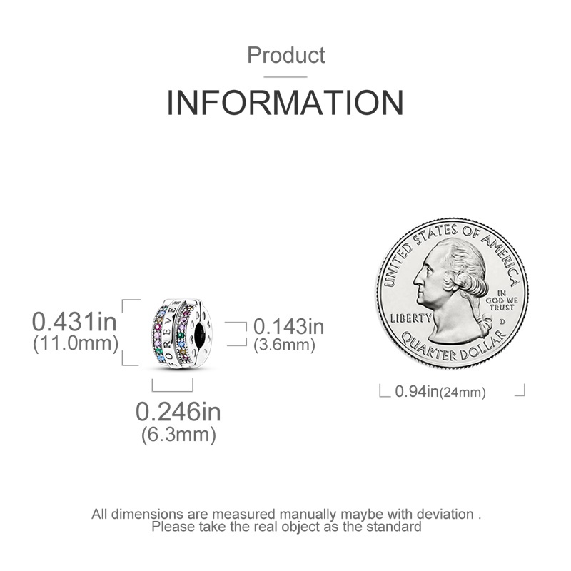 Mặt Dây Chuyền Dạng Kẹp Hình Hoa / Trái Tim Mạ Bạc 925 Đính Đá Zircon An Toàn DIY