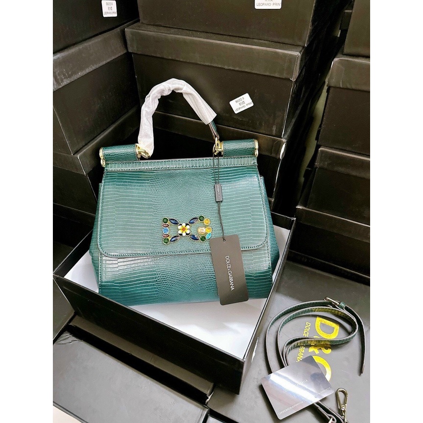 Túi D&G quai xách khóa đính đá