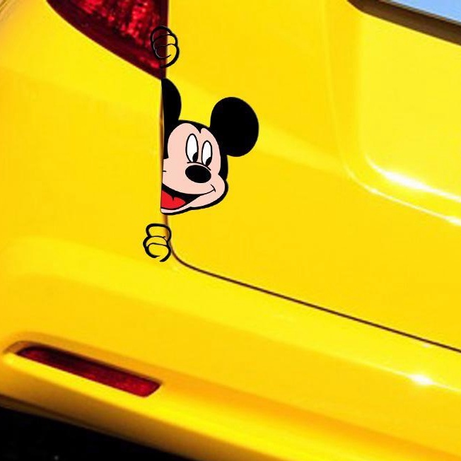 Bộ 2 Miếng Dán Trang Trí Xe Hơi Chống Thấm Nước Hình Chuột Mickey Sáng Tạo