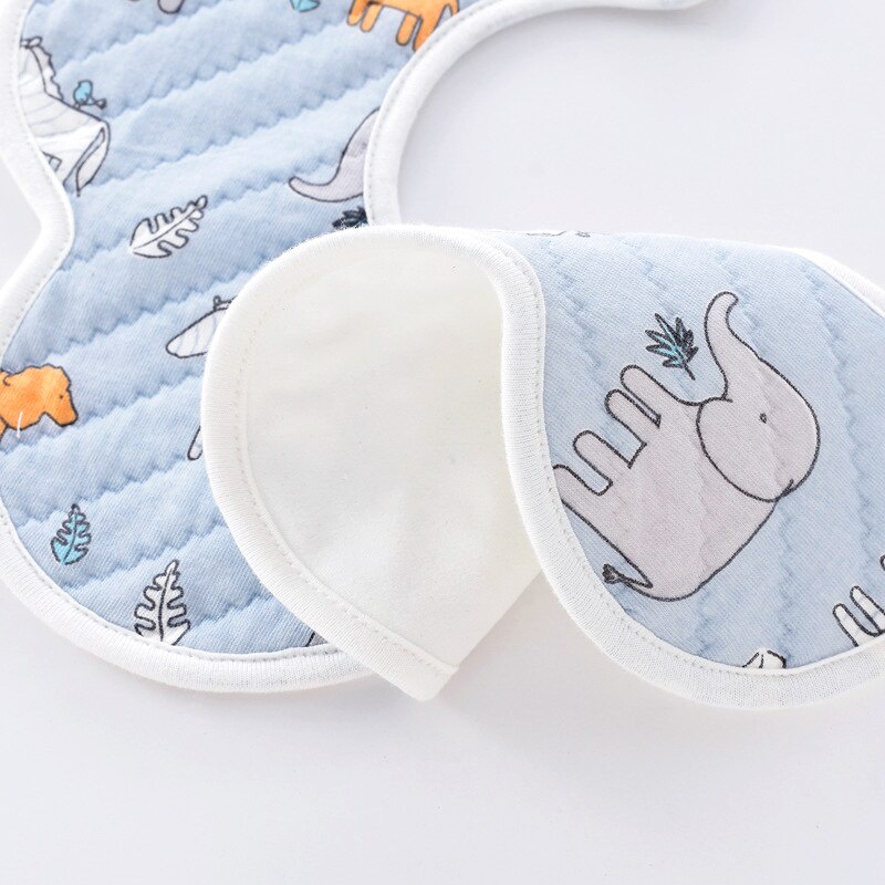 Set 3 yếm tròn xoay 360 KidsWorld dày dặn thấm hút tốt mặt dưới chống thấm cúc bấm phía sau họa tiết