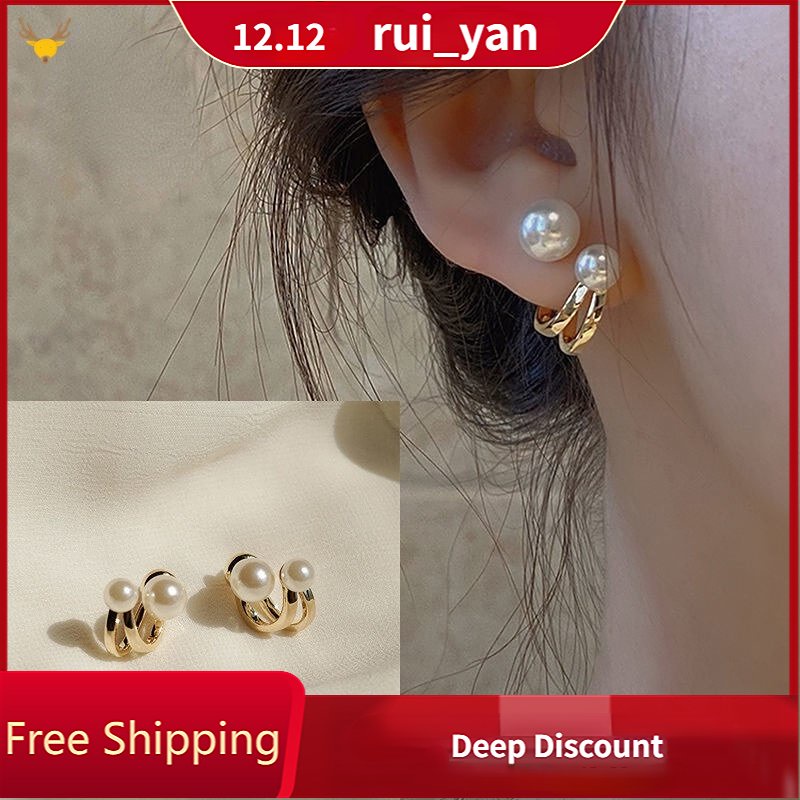 Khuyên Tai Mạ Bạc 925 Đính Ngọc Trai Nhân Tạo Thời Trang