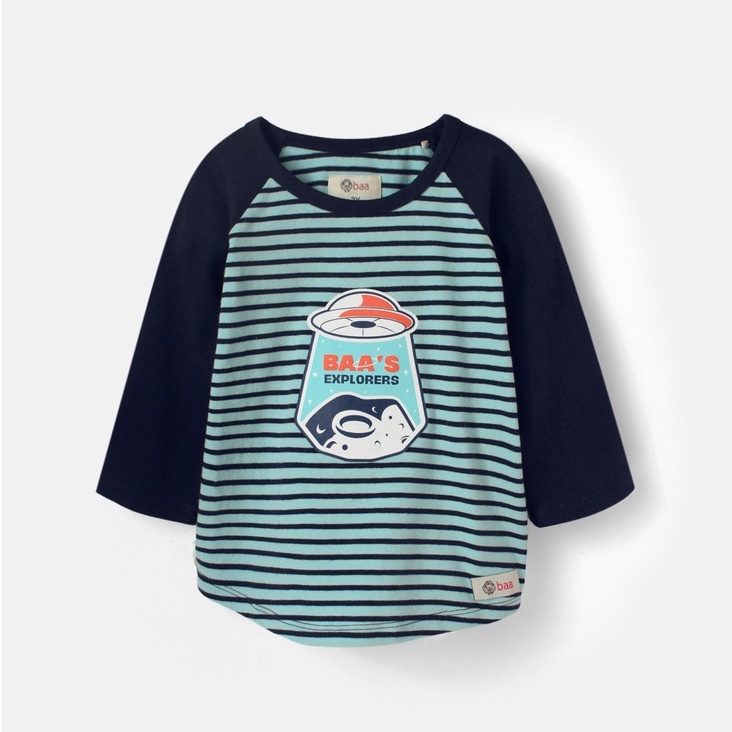 Áo Raglan tay lửng cho bé trai cotton phối màu in thông điệp cho bé từ 1 tuổi - 7 tuổi Baa Baby - BT-AT21L-03