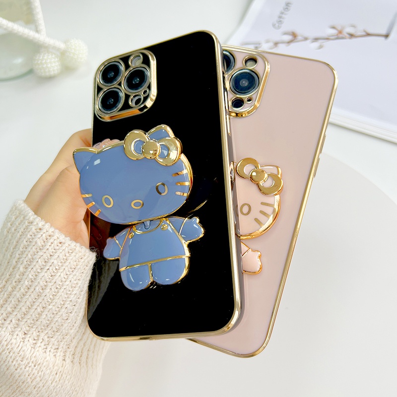Samsung Galaxy M11 M12 M21 M30S M51 M62 F62 M32 M22 M23 4G 5G Cho Ốp lưng điện thoại In Hình Cute Cat Mirror Folding Bracket