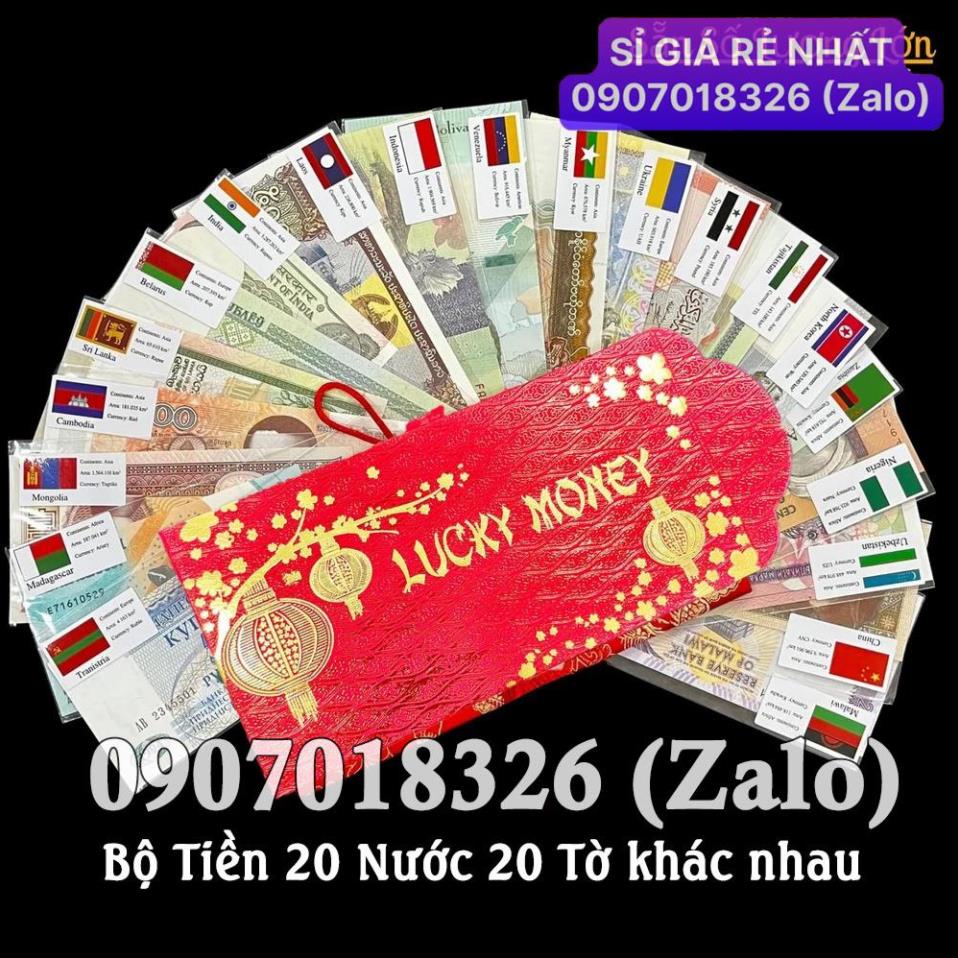 [HÓT] Bộ Quà Tặng Tiền Sưu Tầm 20 Tờ 20 Nước ( Quốc Gia ) Kỷ Niệm Kèm Bao lì xì Lucky xịn xò , Giá Sỉ