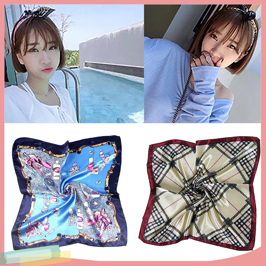 Khăn choàng cổ kiểu vuông 50cm x 50cm họa tiết trang nhã đơn giản cho nữ