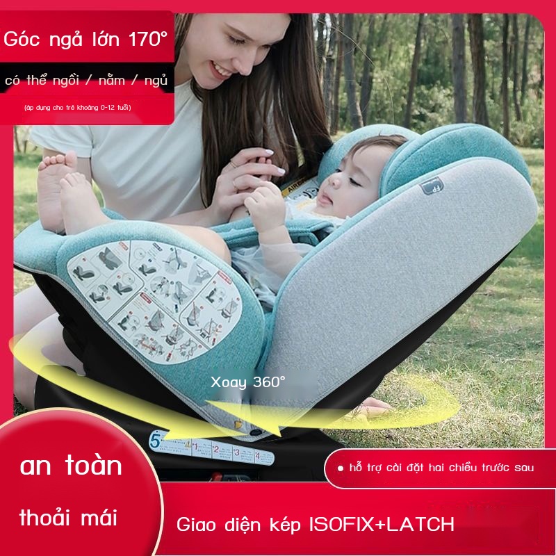 Ghế an toàn cho trẻ em Ô tô cho trẻ sơ sinh trên 0 tuổi Di động ngả 360° 5 bánh có thể điều chỉnh