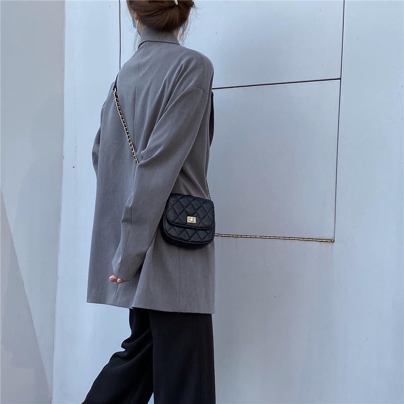 Bộ Áo Khoác + Quần Ống Rộng Màu Đen Xám Phong Cách Hàn Quốc Thời Trang Xuân Thu Cho Nữ