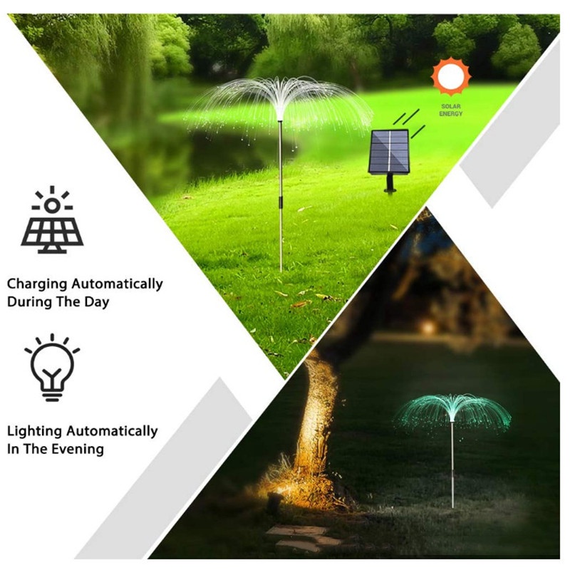 Đèn LED Sợi Quang Năng Lượng Mặt Trời Nhiều Màu Sắc Chống Thấm Nước Trang Trí Sân Vườn