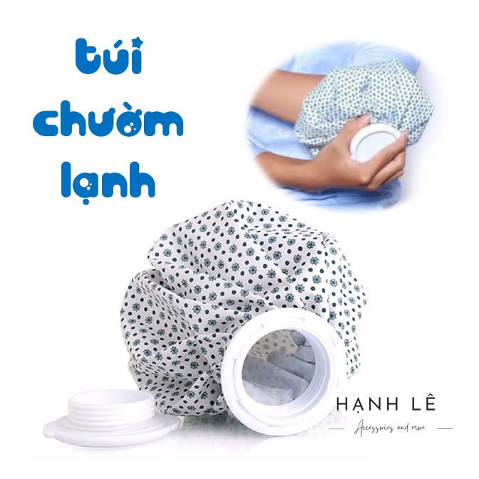 Túi chườm đá lạnh đa năng, chườm đá thể thao Greetmed 2 size vải chấm bi dễ thương