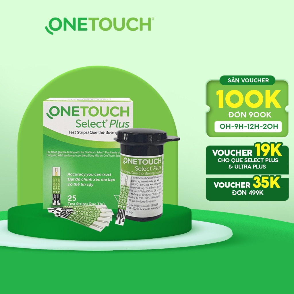 Que thử đường huyết OneTouch Select Plus 25 que hộp