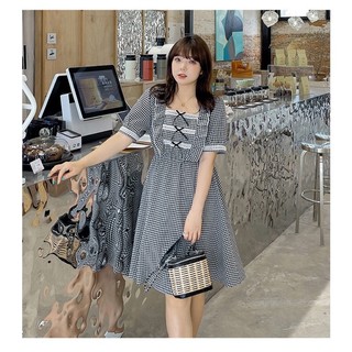 Đầm caro nhí đen trắng big size lớn trẻ trung size 60-70kg