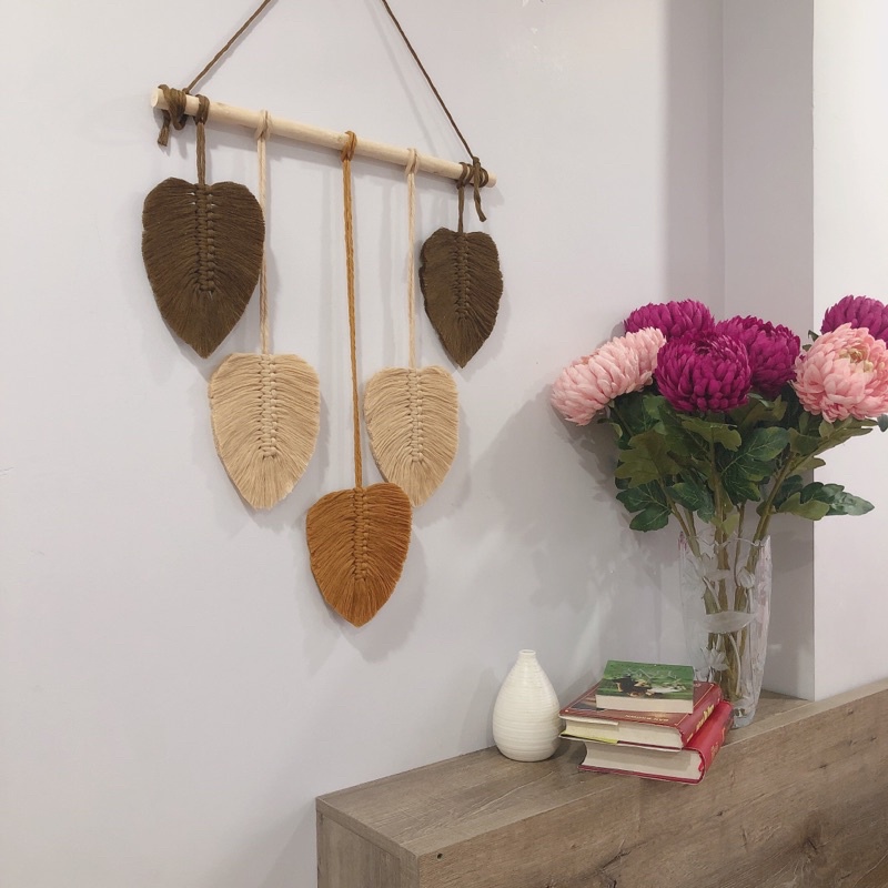 Mành treo tường lá macrame trang trí decor phòng