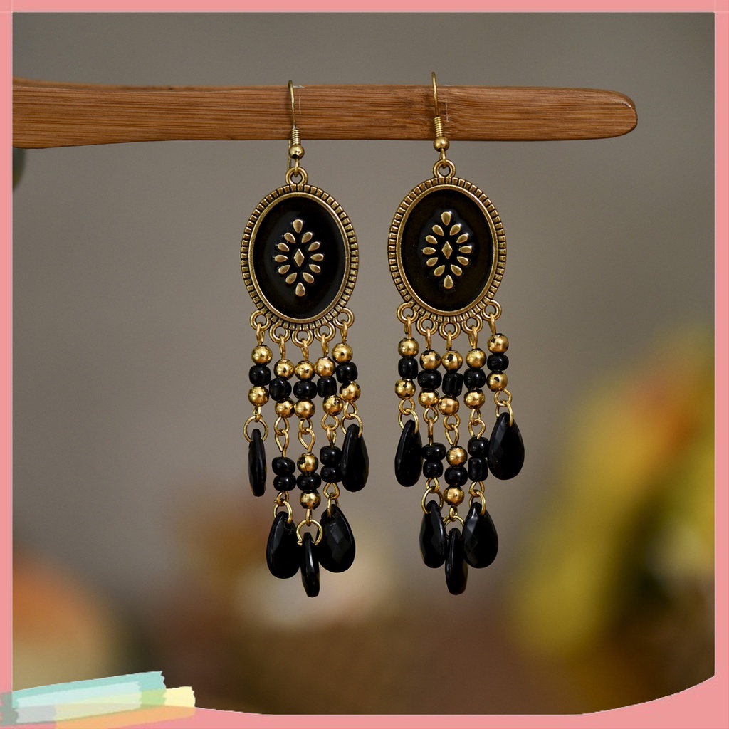 1 Đôi Khuyên Tai Hình Giọt Nước Đính Đá Phong Cách Vintage Thời Trang Cho Nữ