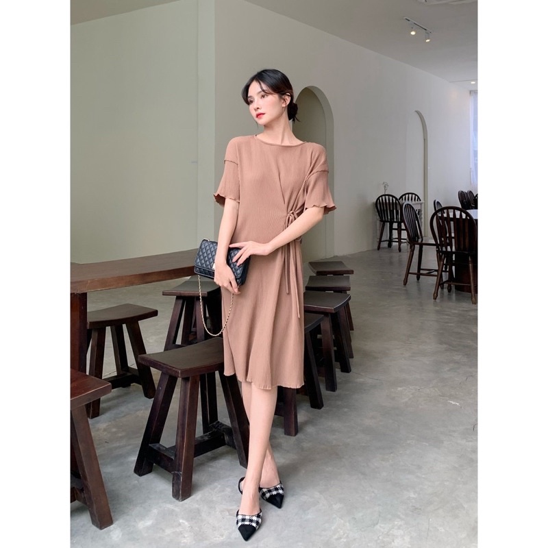 Đầm Ép Ly Cột Dây Eo Tubycatu