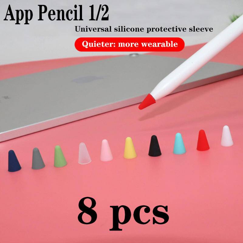 8 Chiếc Màu Sắc Cho Apple Pencil Pro Silicone Mềm Thay Thế Đầu Ốp Lưng Nib Bao Da Cho Apple Pencil 1