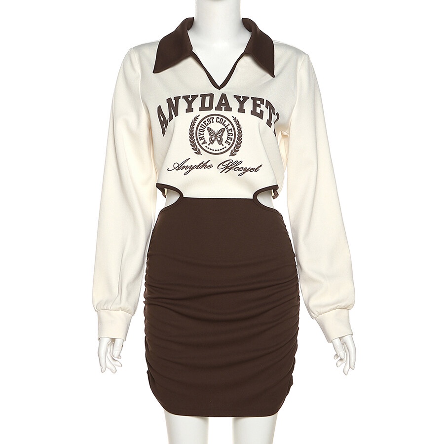 Đầm Weird Puss cổ chữ V dài tay ôm dáng thời trang dành cho nữ