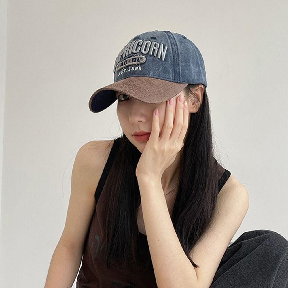 Mũ Lưỡi Trai Cotton Thêu Chữ 26Eddie Màu Sắc Tương Phản Phong Cách Hip Hop Hàn Quốc Thời Trang Cho Nữ