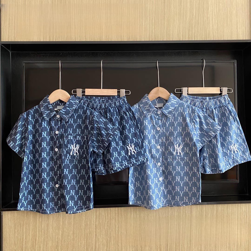 Bộ jeans họa tiết MLB bé trai bé gái 13-35kg