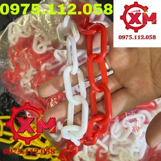 Dây xích nhựa trắng đỏ phi 6 dài 25m