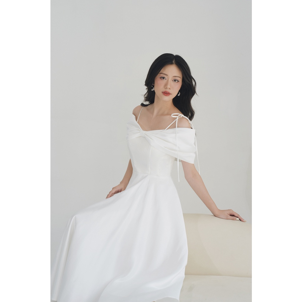 Váy Trắng Zury Dress Vài Taj Dự Tiệc Tiểu Thư Tafta Tay Phồng, Váy tiểu thư, công chúa trắng_mai.ni.chi