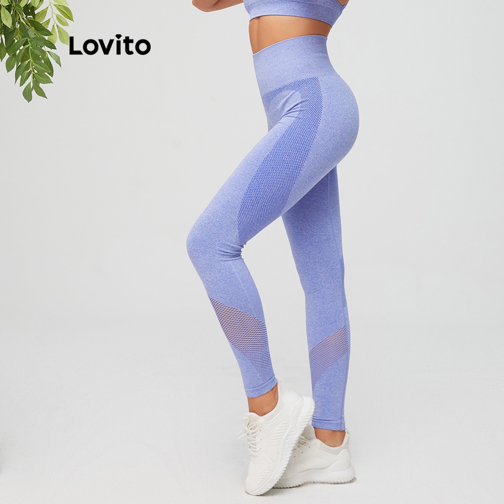 Lovito Quần legging thể thao nữ L11102 màu xanh dương