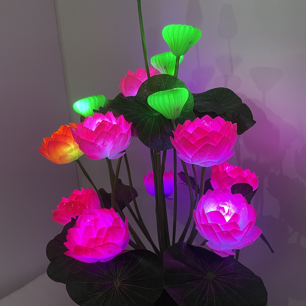 Hoa Sen Trang Trí - Hoa Sen Giả Có Đèn Sáng Trang Trí Cao 80cm - Hoa Có Điện