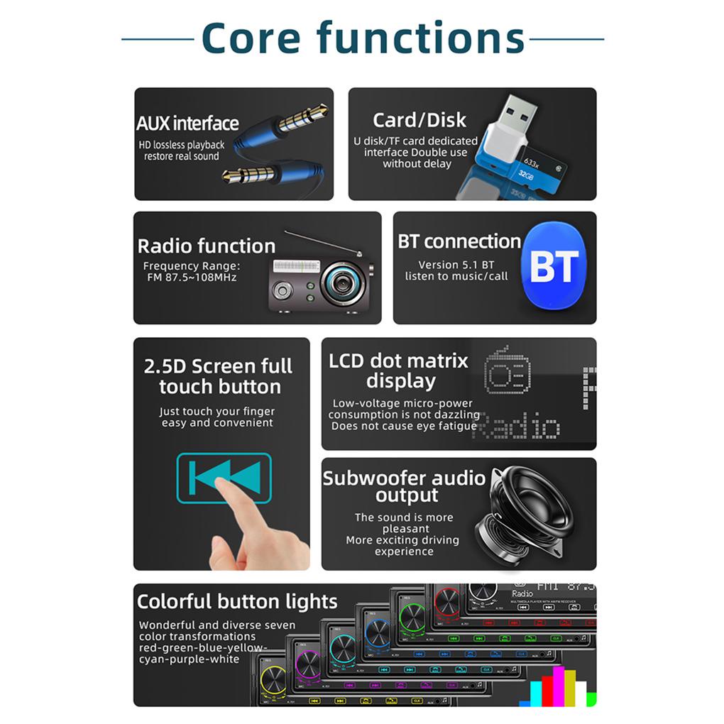 Máy Nghe Nhạc MP3 Không Dây Kết Nối Bluetooth 5 1 AUX Cho Xe Hơi
