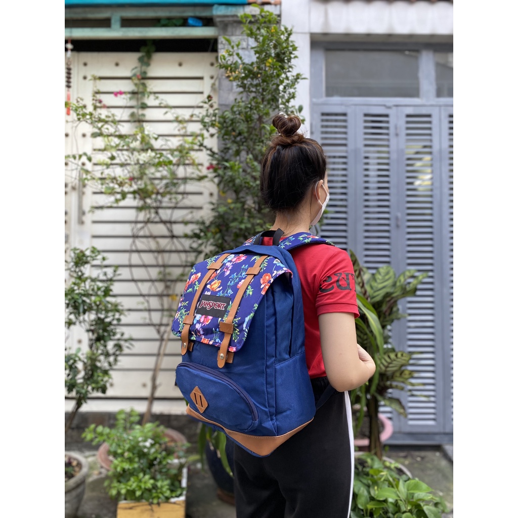 Balo JANSPORT LAPTOP BACKPACK MÀu đen logo hoa