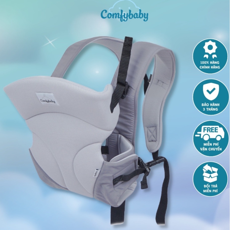 Địu em bé 3 tư thế có đỡ cổ sơ sinh - THOÁNG KHÍ-CHỐNG GÙ cho bé ComfyBaby CF-BK010 hàng chính hãng - bảo hành 12 tháng