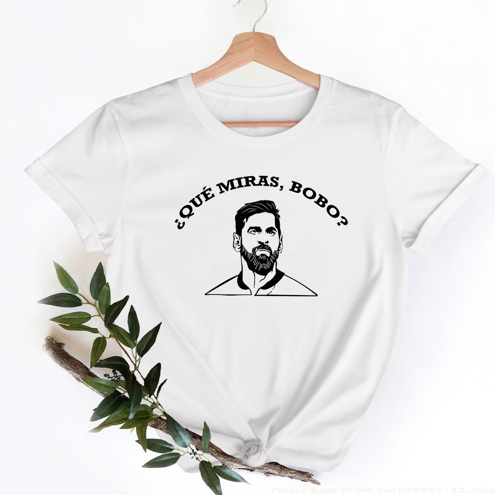 Áo Thun Cổ Tròn In Hình Messi que miras bobo Thời Trang 2023 Y2K Chất Lượng Cao Cho Nữ