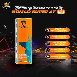 Nhớt Winner X, Winner v1, v3 - Nhớt NOMAD 5W40 SN MA2 Tổng Hợp Toàn Phần - Lon 1.1 Lít (xanh dạ quang, nhập khẩu Dubai)