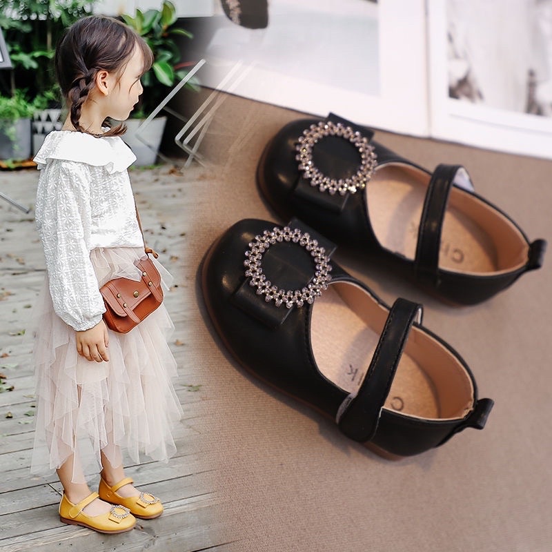Giày Búp Bê Đế Mềm Chống Trượt Đính Đá Xinh Xắn Cho Bé Gái