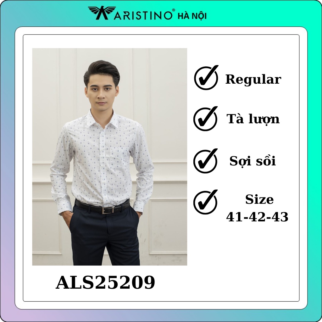 Áo sơ mi dài tay nam Aristino sợi sồi ít nhăn from rộng ALS25209
