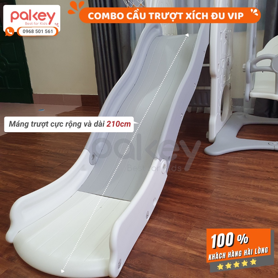 Cầu Trượt Cho Bé Pakey TẶNG BÓNG RỔ Hàng Xuất Nhật 2023, Cầu Trượt Liên Hoàn Tải Trọng Tới 100kg Màu Sắc Sang Trọng