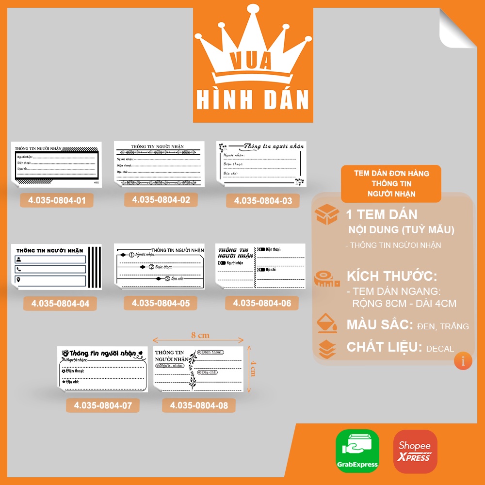 Set 50/100 sticker THÔNG TIN NGƯỜI NHẬN   - tem đa năng nhãn nhận hàng dán lên món quà, đơn hàng, thư từ