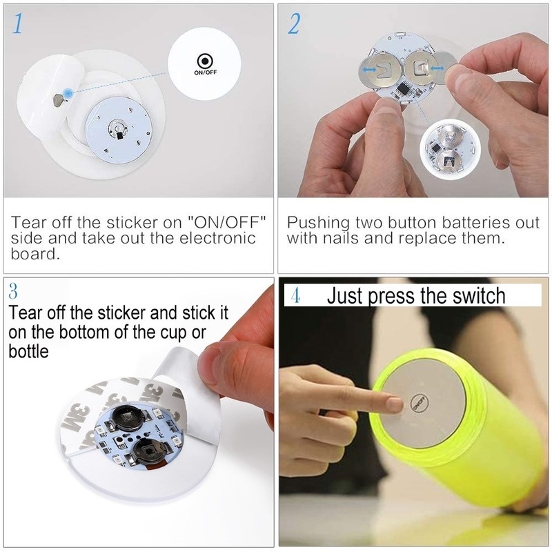 Miếng Dán Trang Trí Cốc Nước Có Đèn LED Phát Sáng Độc Đáo