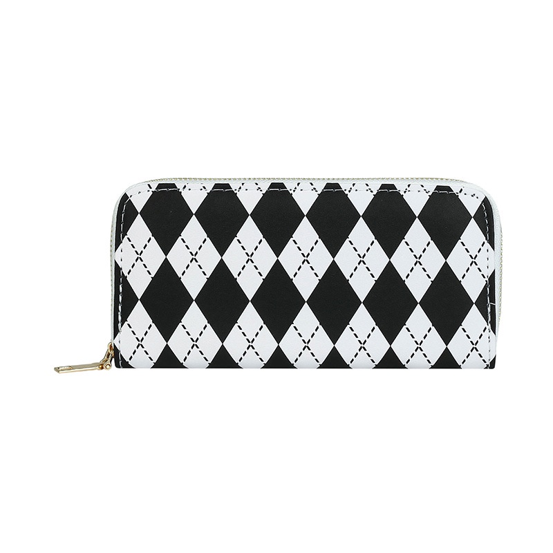 Ví Dài Cỡ Lớn Có Khóa Kéo In Họa Tiết Kim Cương Thời Trang Cho Nữ