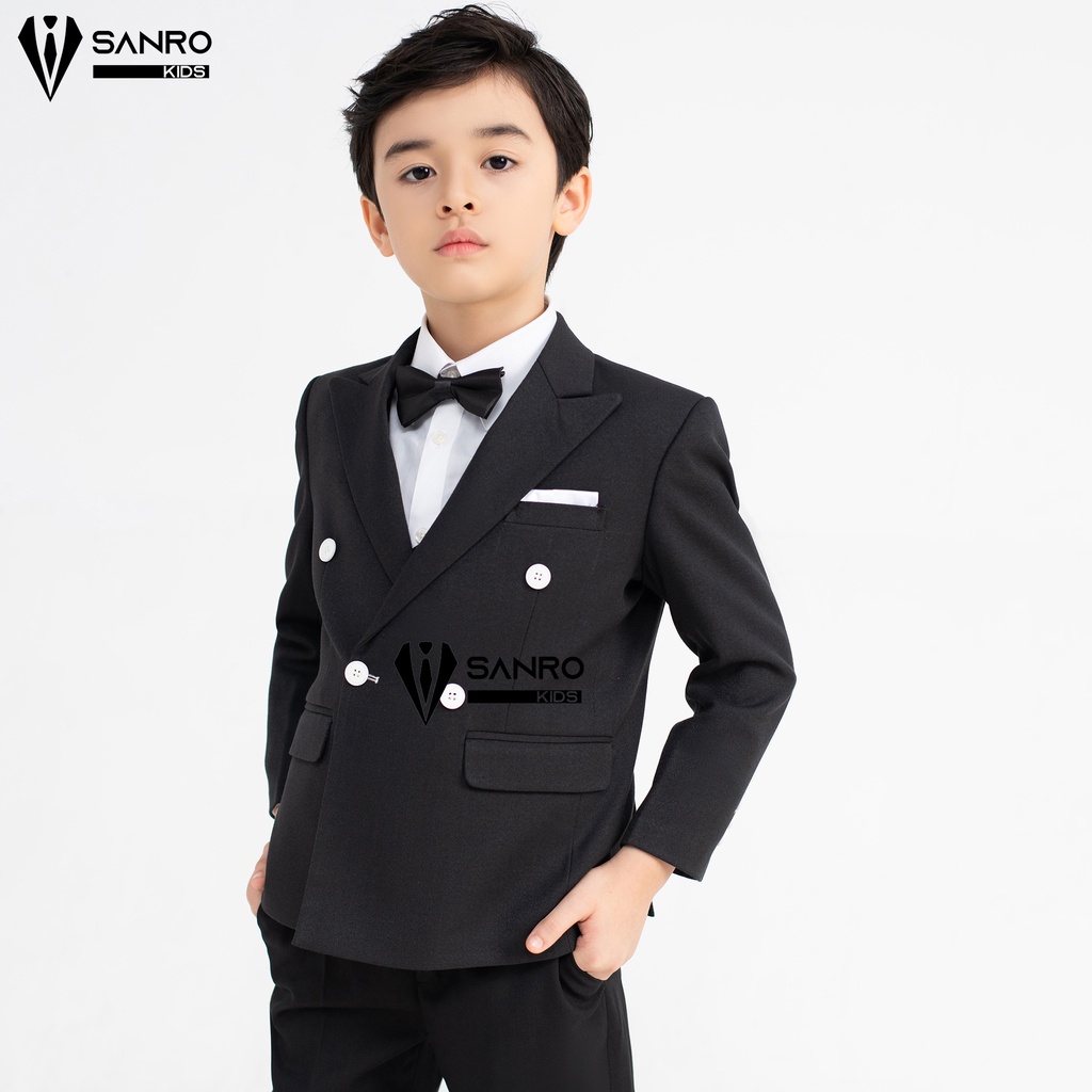 Bộ vest bé trai thiết kế màu đen 4 cúc